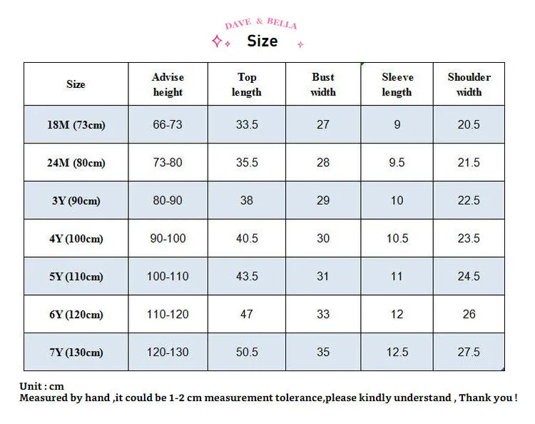 Dave Bella Baby Girl White T-shirts Cartoon Printed Girls Tees Children Tops Puff Sleeves Kids Clothes DB2221905