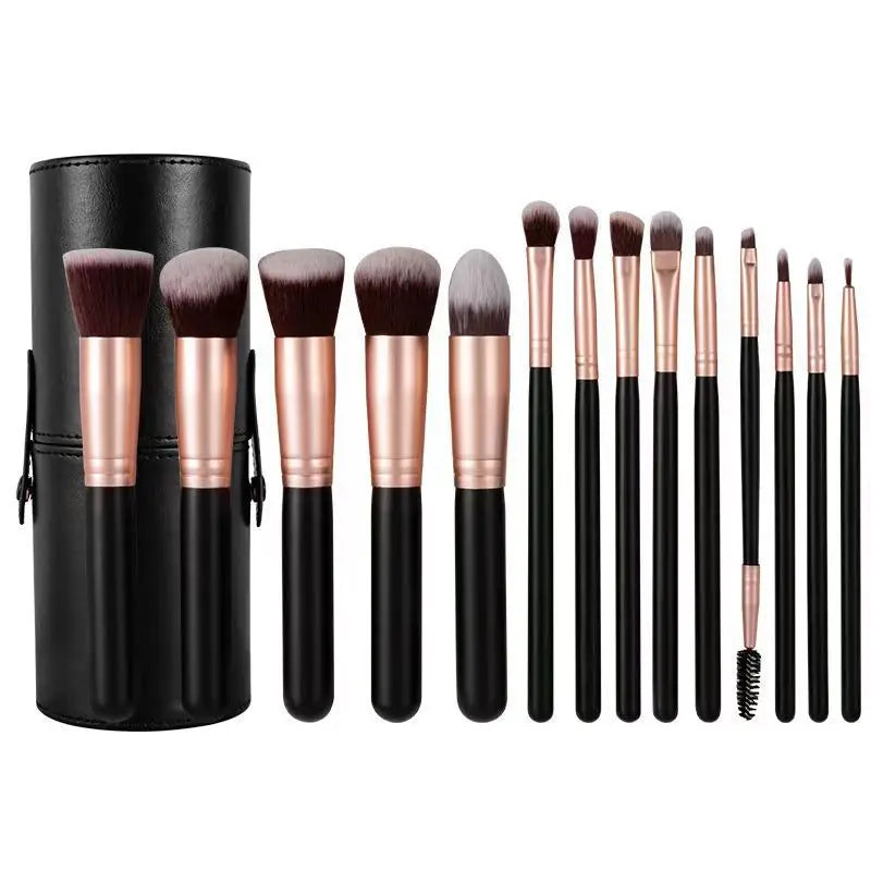 14 PCS Makeup Brush Set With Illuminated Mirror Portable Short Handle LED Light USB Rechargeable Makeup Brushes Kit