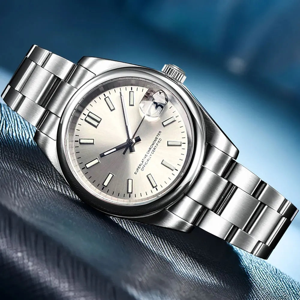 Tandorio New Round Sapphire Glass 200m Waterproof Black Sunbrust Dial Japan NH35A Automatic Mechanical Movement Men's Watch