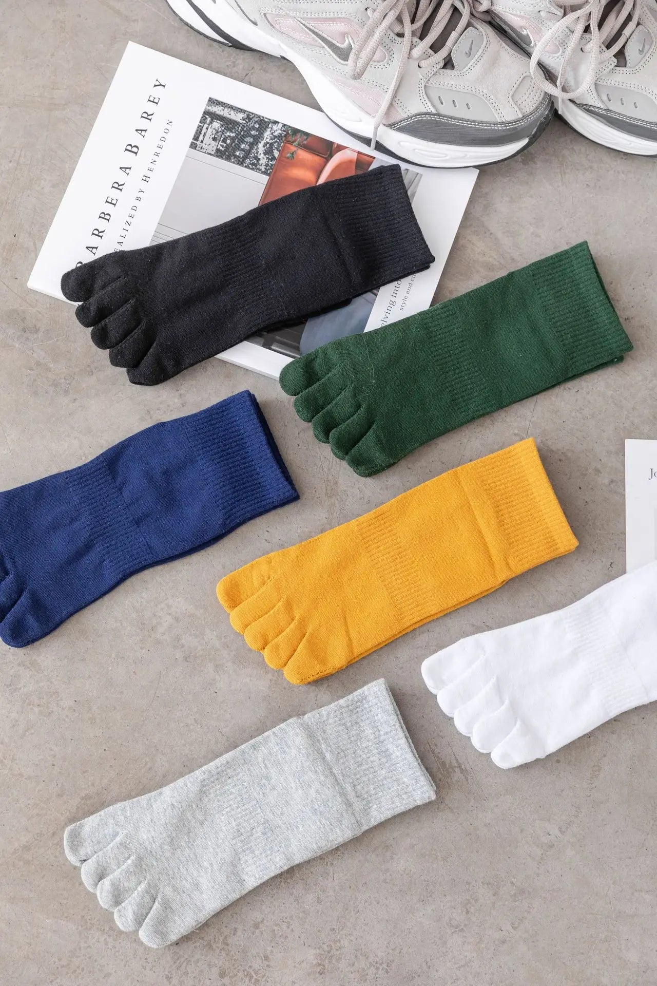 Men's Five Finger Ankle Sport Socks Cotton Breathable Mesh No Show Socks with Toes Fashion Sweat-absorbing High Quality Sokken