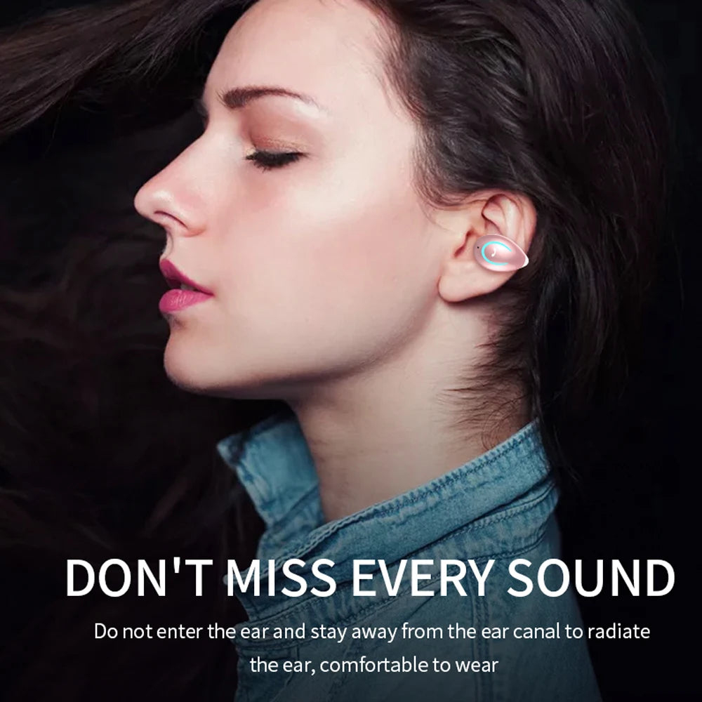 Bluetooth Headset 5.0 Tws Single Earless Clip On Sound Reduction Stereo Motion Touch Mini Wireless Headset