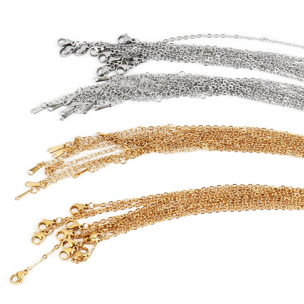 10pcs/lot Bulk Wholesale Stainless Steel Necklace Chain Necklace Choker Chains for DIY Jewelry Making Handmade Accessories