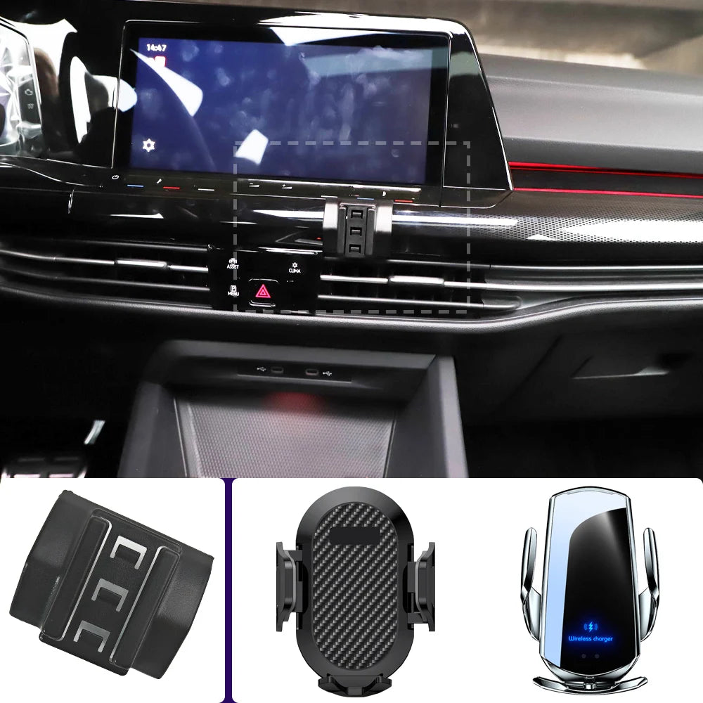 Car Phone Holder For Volkswagen VW Golf 8 MK8 2021-2024 Mobile Phone Mounts Car Wireless Charging Special Fixed Base Accessories