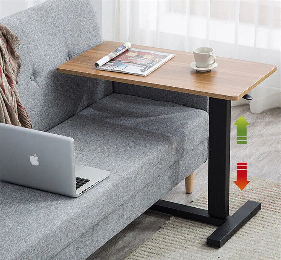 LUVODI Height Adjustable Mobile Over Bed Bedside Laptop Desk with Hidden Wheels Rolling Sofa Side Table