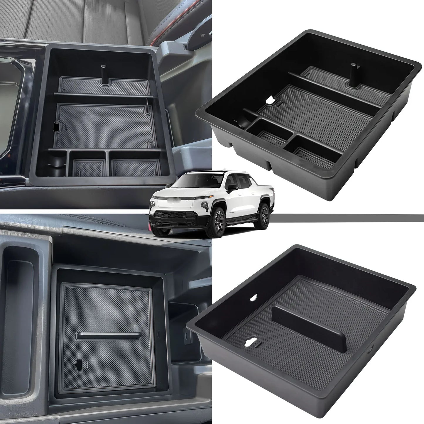 Center Console Organizer Tray for 2024 2025 Chevy Silverado EV WT and 2024 2025 GMC Sierra EV Armrest Storage Box Accessories