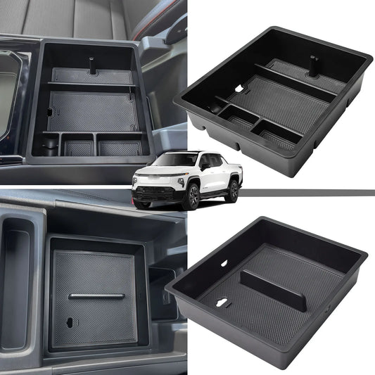 Center Console Organizer Tray for 2024 2025 Chevy Silverado EV WT and 2024 2025 GMC Sierra EV Armrest Storage Box Accessories