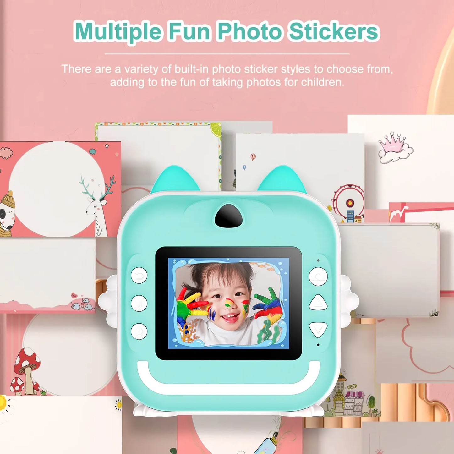 Digital Camera Toys Kids Instant Print Thermal Print Camera Instant Print Photo Video with 32G Memory Card Kids 1080P HD