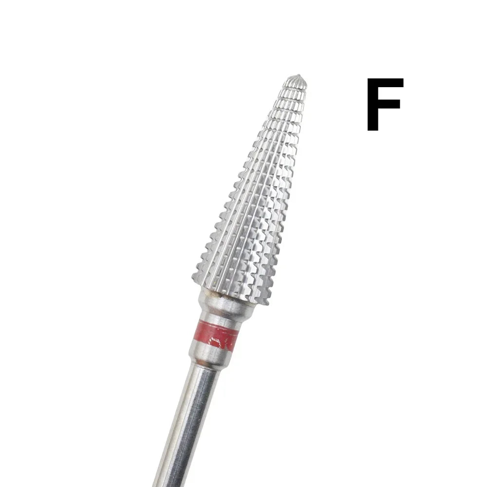1pc 5-in-1 Carbide Professional Tungsten Steel Nail Drill Bit Gradient Teeth Design for Pre-treatment and Removal