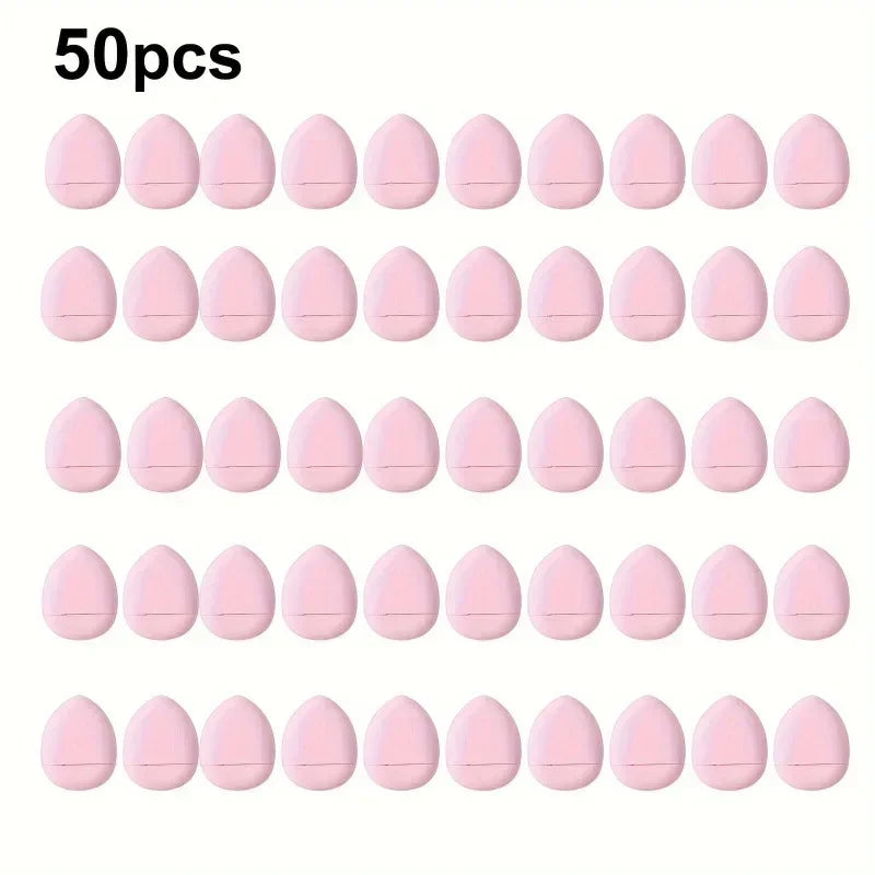 50-Pack Mini Fingertip Powder Puff Set (Pink) - Precision Foundation & Concealer Applicator Sponge Finger Pads