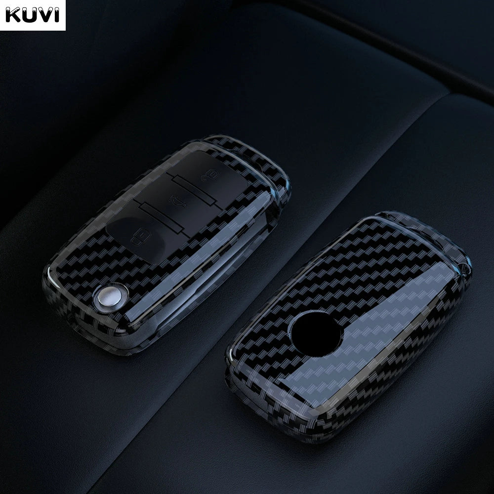 Carbon Fiber ABS Car Key Case Cover Shell For VW Volkswagen Polo Tiguan Passat Golf 7 MK Jetta Skoda Kodiaq Superb Octavia Seat