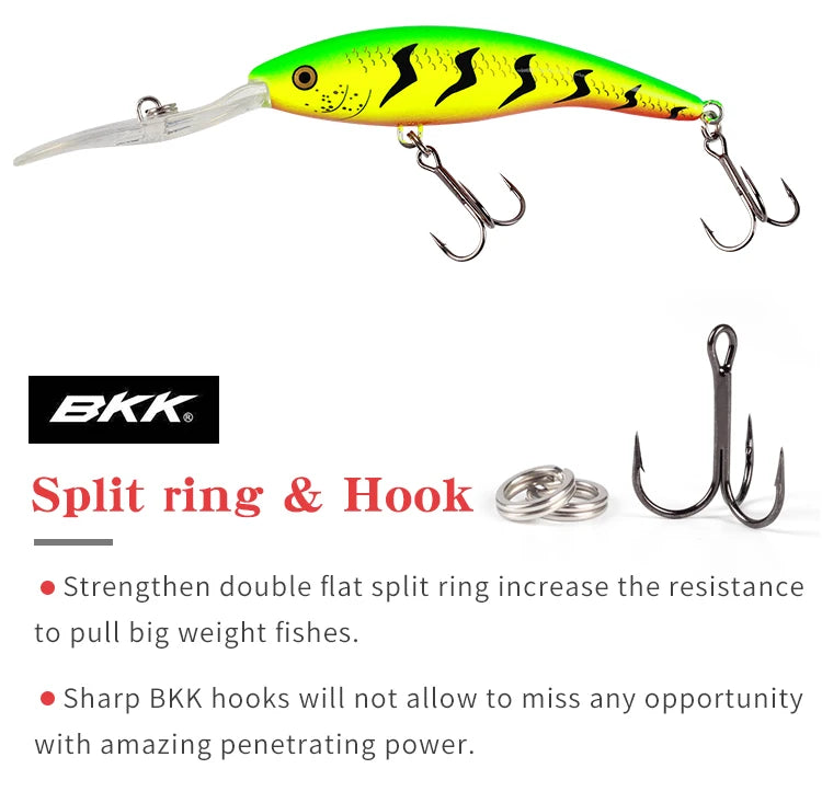 FM33 Deep Tail Dancer Hard Bait 75mm 10g  90mm 14.3g 105mm 23g Deep Diving Minnow Lure Wobbler Bass Pike
