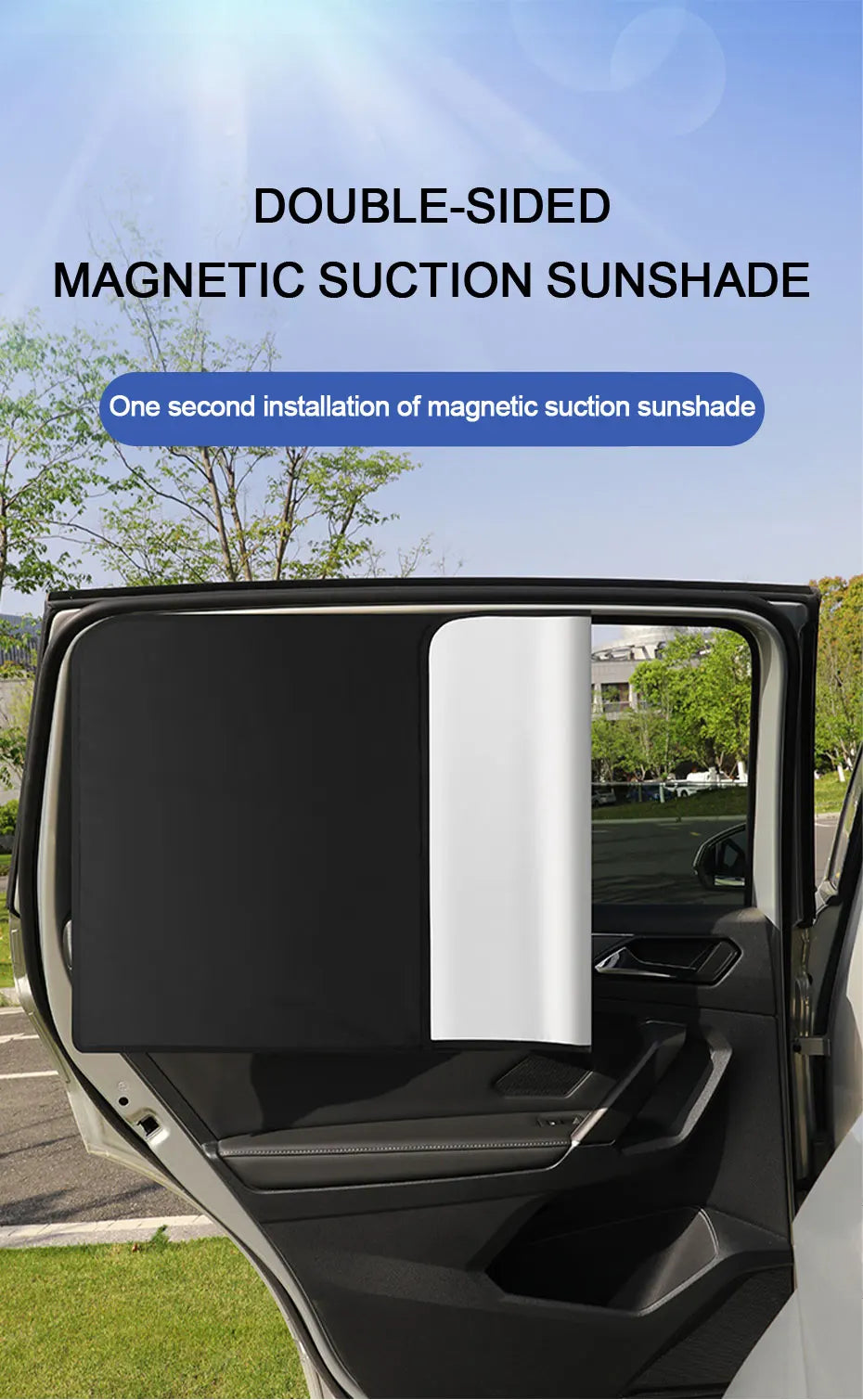 SEAMETAL Magnet Car Side Window Curtain 2Pcs Car Sun Shade Privacy Curtains Front/Rear Window UV Blocking Summer Sunshade Cover