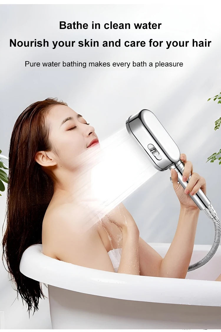 3 In 1 High Pressure Shower Head With Filter Handheld Adjustable Button Bathroom Shower Head Water Saving Bathroom Accessories