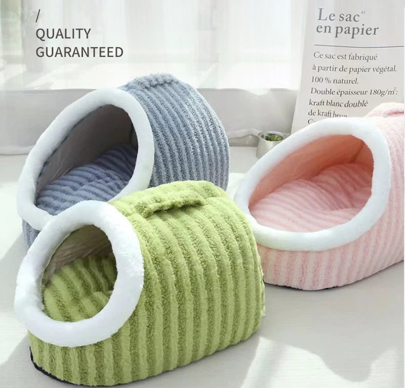 Fashion Warm Thick Sponge Dog Kennel Cat Nest Striped Slipper Design Pet Bed Cozy Comfortable Washable Pet Sleeping Mat