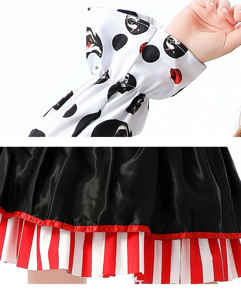Halloween Cosplay Costumes Horror Clown Dresses Pants Headwear Clothes Sets Carnival Theme Party Role Playing Outfits for Girls