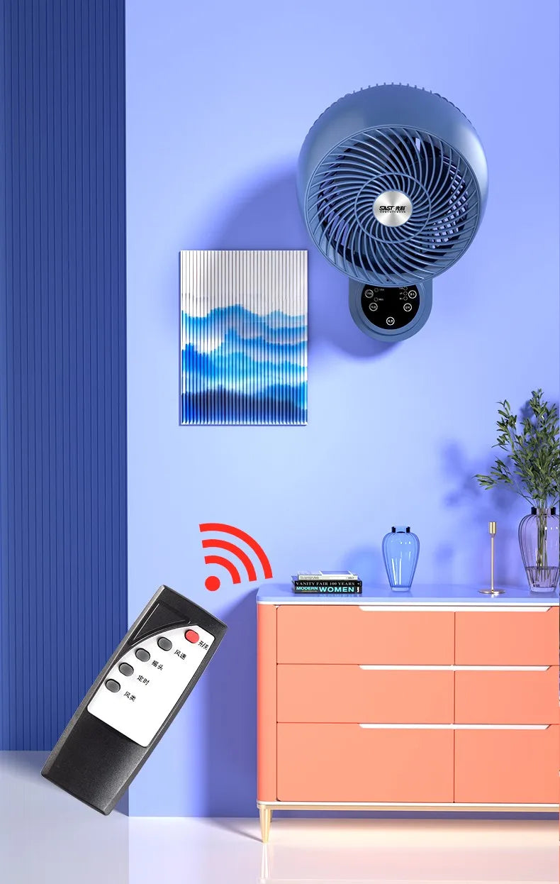 No-drill wall-mounted electric fan, wall fan, circulating fan, household bathroom remote control fan