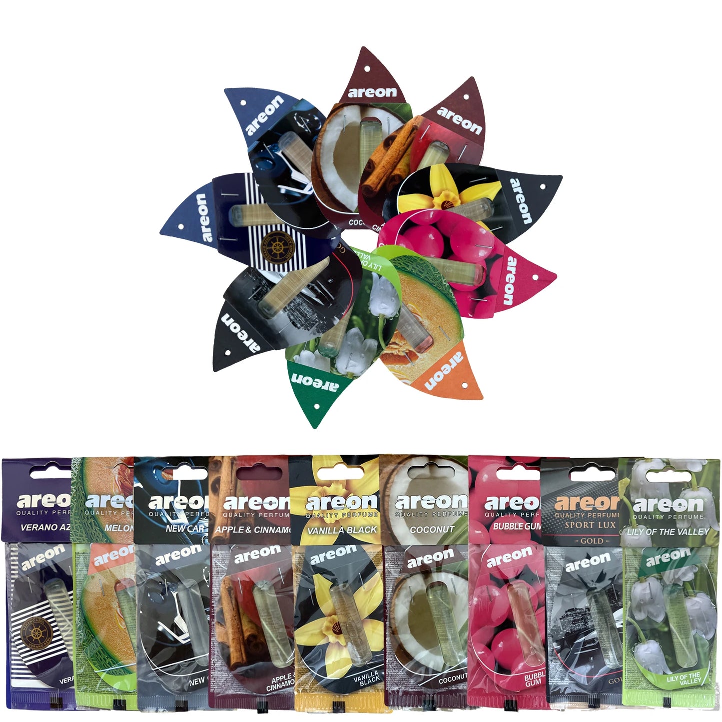 areon 3-18pcs Car Air Freshener Natural Tea Fragrance Vehicle-mounted Hanging Vanilla Scent Water Drop-shaped Car Interior