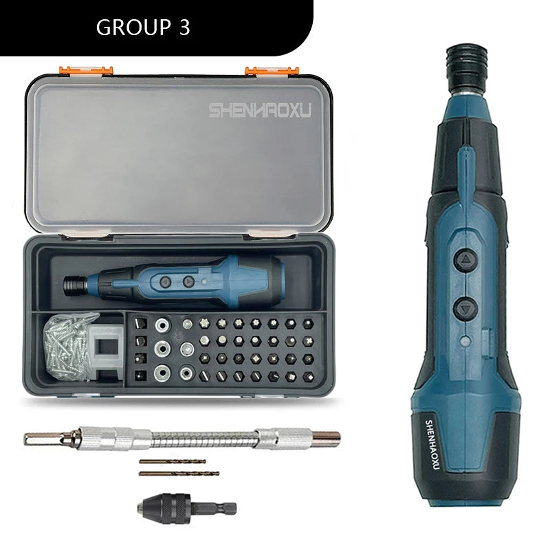 SHENHAOXU Cordless Electric Screwdriver Rechargeable Battery Operated ScrewDriver Drill Tool Set LED Bidirectional Switch Repair