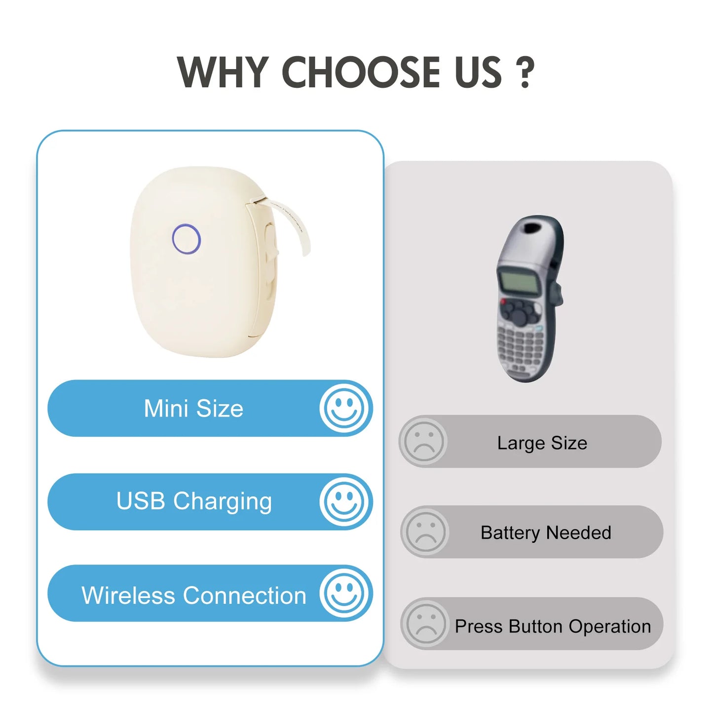 Mini Portable Wireless Inkless Thermal Printer Bluetooth Pocket Label Maker Home Study with 1roll Stickable Label Paper