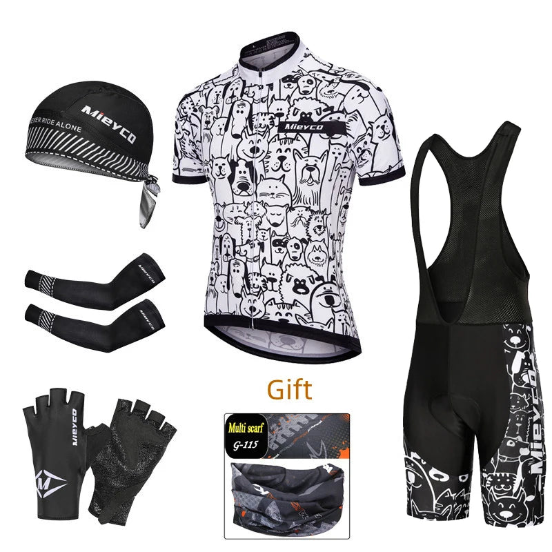 Men's Short-Sleeved Cycling Jersey Suit, Breathable Quick-Drying Clothes, Mountain Bike Set, Sports Equipment, Sweat Wicking