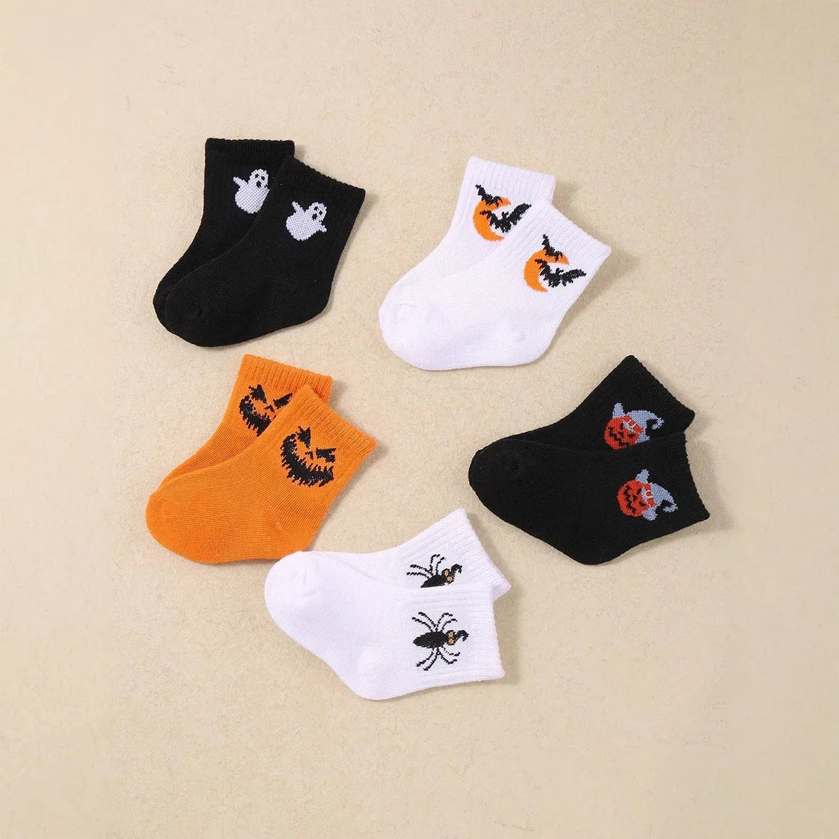 5Pairs/Set Cartoon Baby Socks Cute Halloween Sock for Infant Boy Girl Spring Autumn Soft Cotton Middle Tube Socks Party Gifts