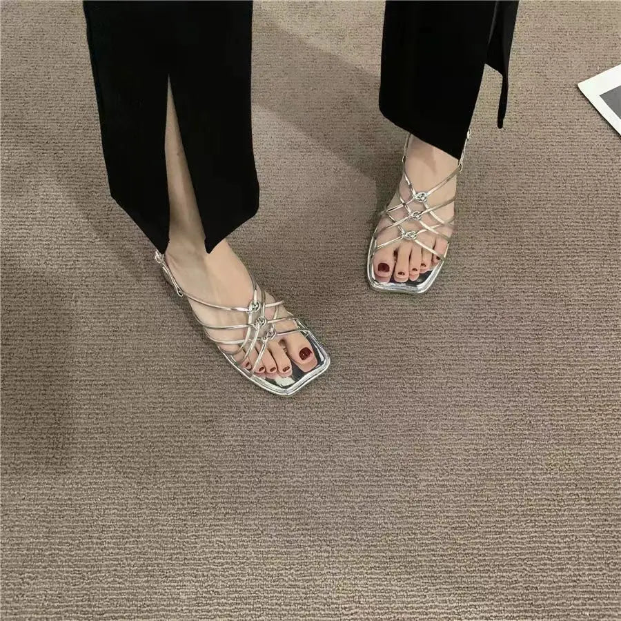 Ladies Shoes with Low Heels Summer 2025 for Party and Weddings Footwear Sexy Open Toe Sandals Women Daily Wholesale on Offer Vip