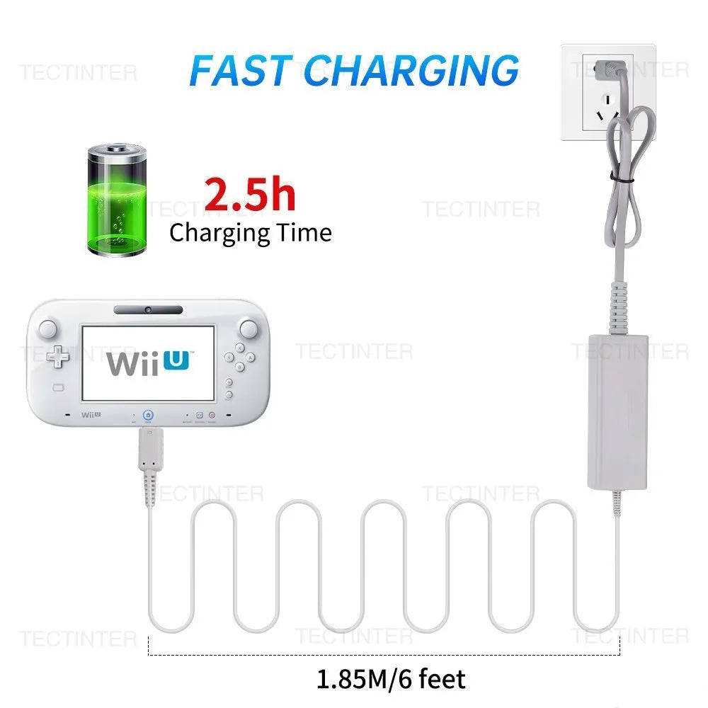 EU Plug AC Adapter Charger for Wii U Console Power Supply Cord Compatible With Nintendo Wii U Remote Controller Wall Charger