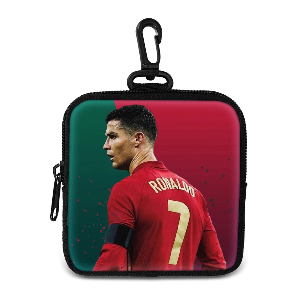 Ronaldo Money Coin Purse with Key Ring Pocket Purse mini headphone bag Football Star storage bag Credit Card Holoder Man Women