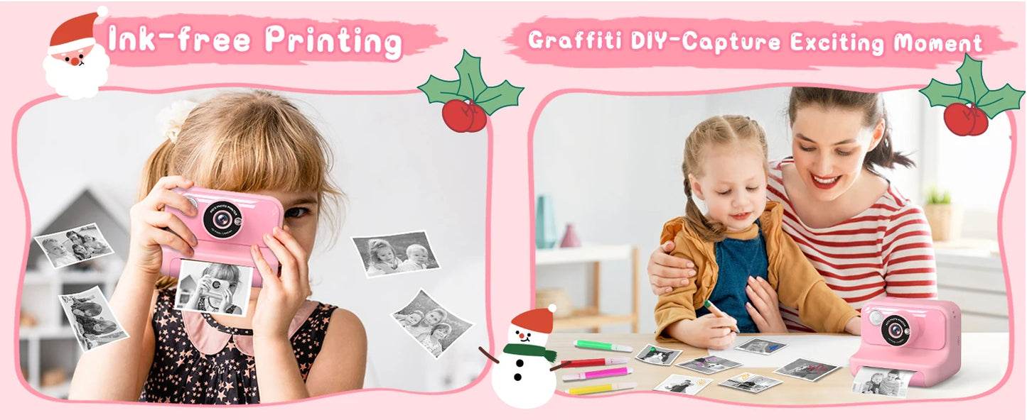 Kids Camera Instant Print 1080P HD Thermal Printing Camera 2.4 Inch Mini Digital Camera Toy For Toddle