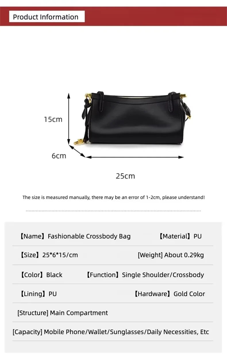 Fashionable Crossbody Bag for Women, Lightweight and Versatile Shoulder Bag, Mobile Phone Bag, Color-Blocking Design, Niche High-End Commuter Bag