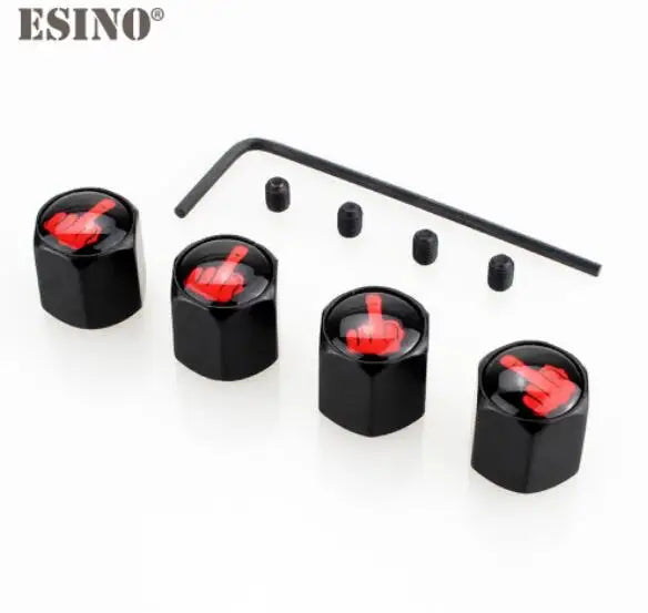 4 x Car Styling Funny Middle Finger Anti-theft Stainless Wheel Tire Valve Stems Caps Car Wheel Tire Stem Air Valve Caps