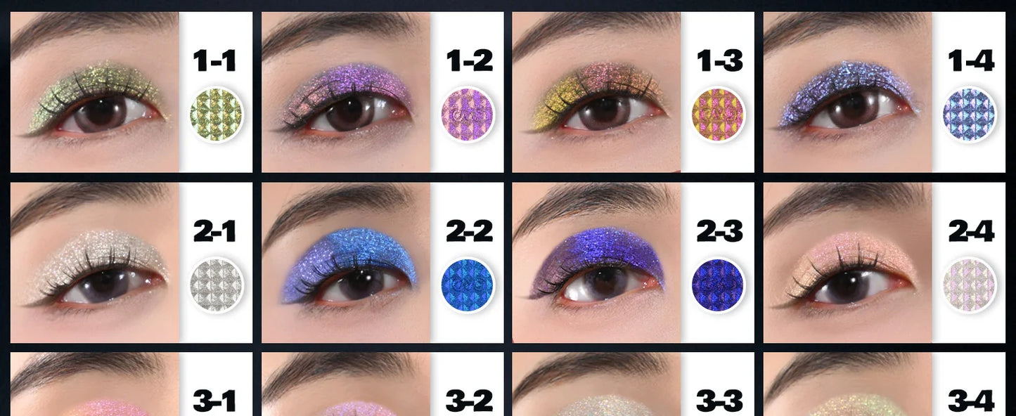 CHARMACY 4 Colors Duochrome Eyeshadow Palette High Pigment Vegan Glitter Multichrome Long-lasting Smooth Eye Shadow Makeup
