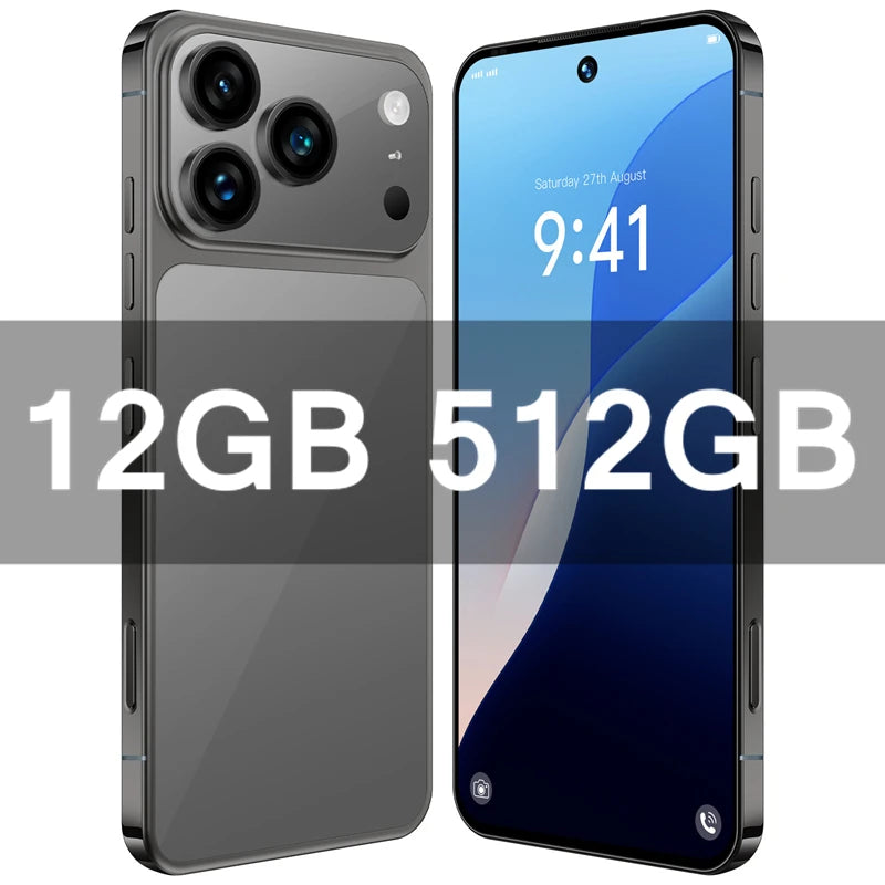 HOT i17 Pro Max Original 2026 7.0HD Global Edition Android 15 Smart Facial Function Dual Card 8000mAh Battery Recognition GG2