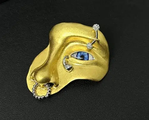 Exaggerated Sparkling Crystal Eye Earrings Retro Luxury Open Ring Brooch Earring Set