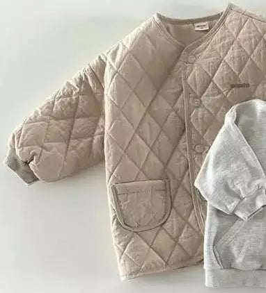 2024 Winter New Baby Letter Print Warm Coat Children Long Sleeve Cotton Padded Jacket Solid Infant Girl Thick Warm Clothes