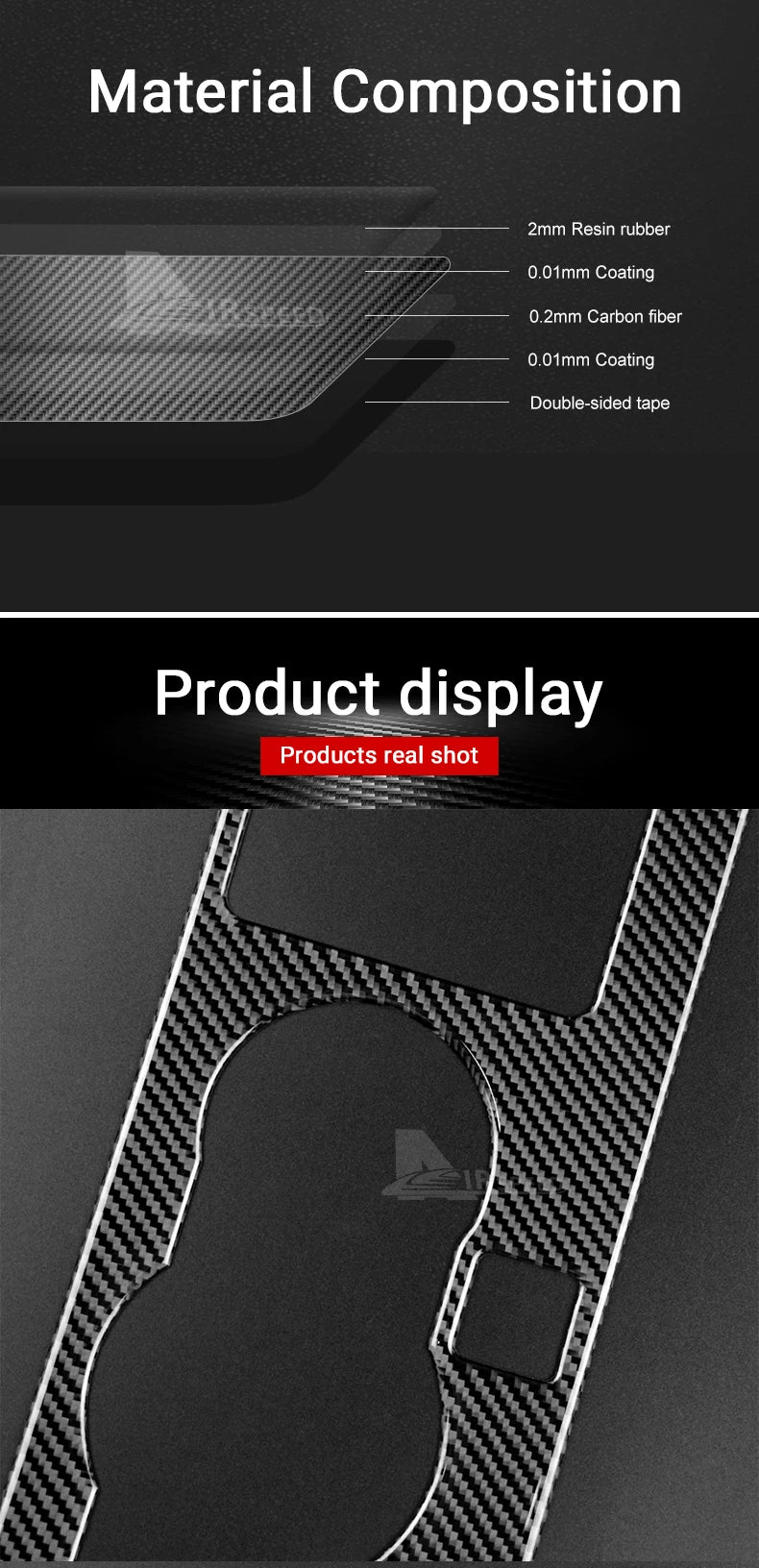 Real Soft Carbon Fiber Sticker For Ford Mustang 2005 2006 2007 2008 2009 Accessories Interior Trim Car Gear Shift Panel Cover