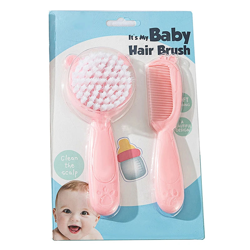 (BBQ4)2Pcs/Set Cute Kids Baby Small Hair Brush and Comb Set for Newborns & Toddlers Baby Brush Soft Bristles Baby Hair Care Gift