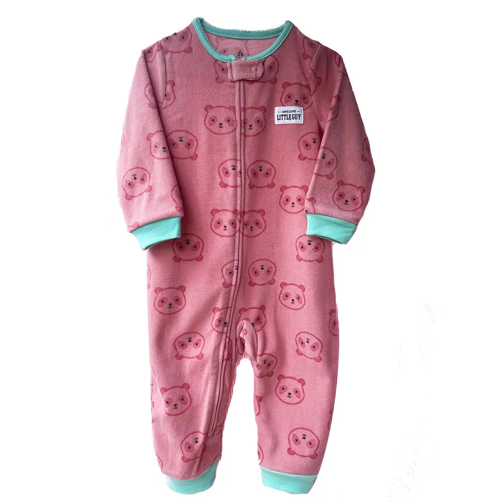 24M Toddler Baby Clothes Romper Children Fleece Outdoor Clothing Winter Warm Climbing Jumpsuit Zipper One-piece Coverall Pajamas