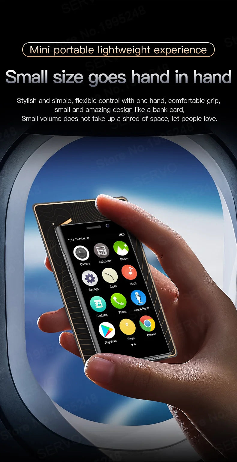 SERVO S24 MINI Android Smartphone 4G Network 2 SIM standby Play Store Face Unlock 3.0" Color Screen Mini Card Smart Mobile Phone