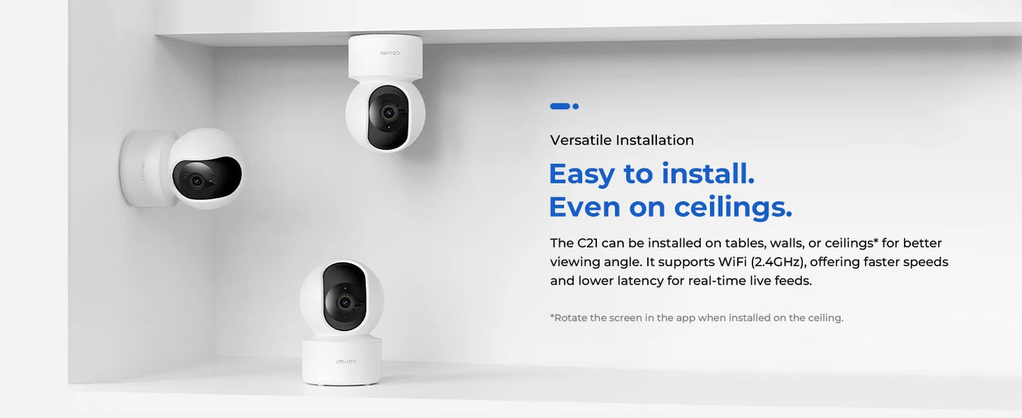 IMILAB C21 2.5K IP Security Camera MiHome App 360° Night Vision Baby Monitor with App, 2-Way Audio, AI Detection