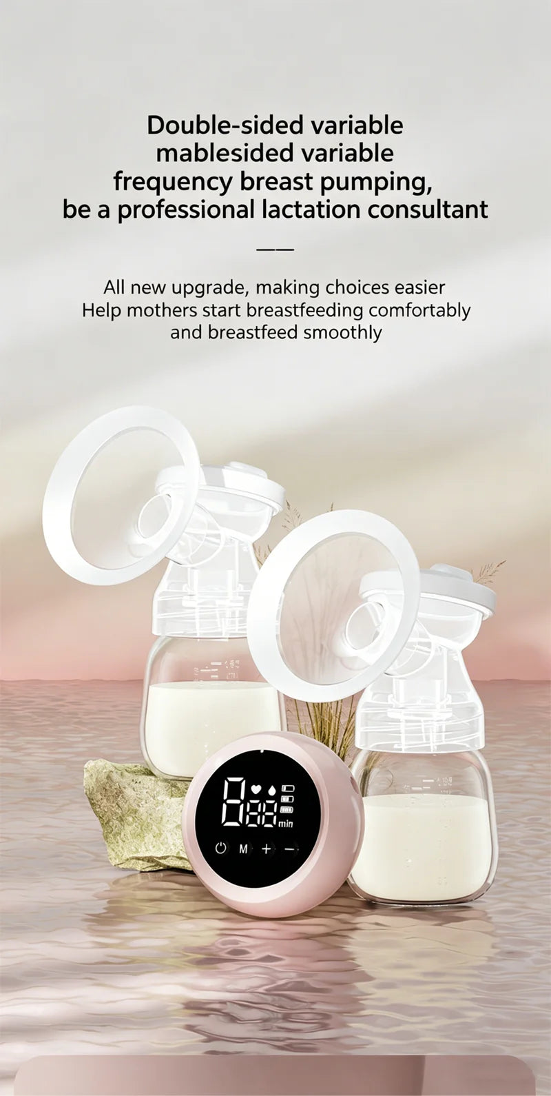 Portable USB Double Electric Breast Pump BPA Free 3 Modes 9 Suction Levels LED Display for Nursing Moms Easy Baby Feeding Gifts