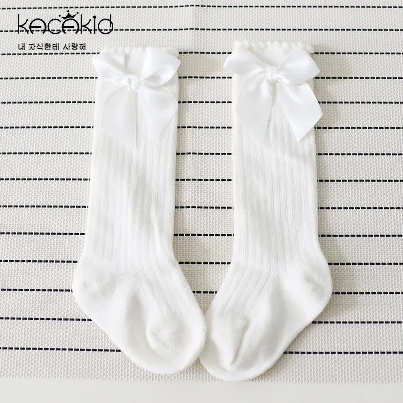 Summer Baby Socks Toddler Cute Big Bow Knee High Socks Mather Kids Children Boy Girls Newborn Floor Cotton Socks Baby Accessorie