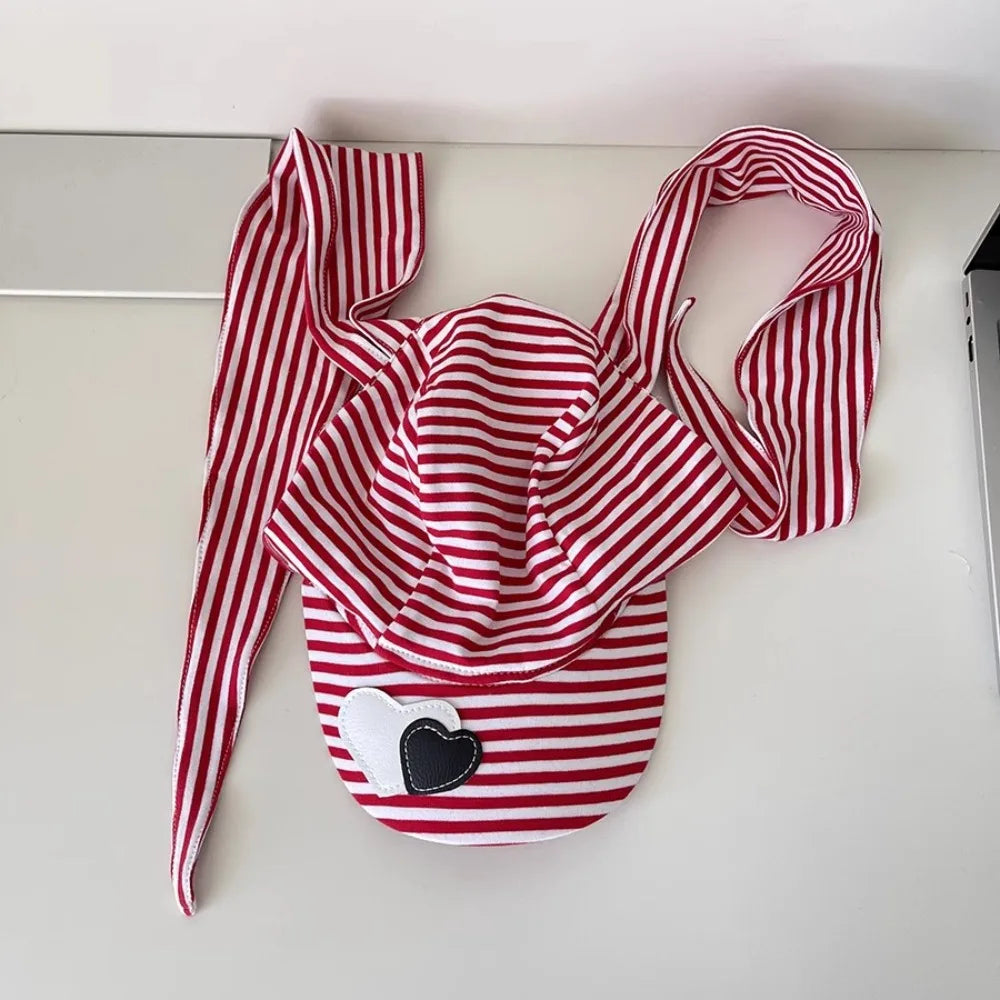 Apparel Accessories Rabbit Bunny Ears Baseball Cap Cotton Sunscreen Lop Ear Cap Hip Hop Y2K Heart Stripe Hat Street