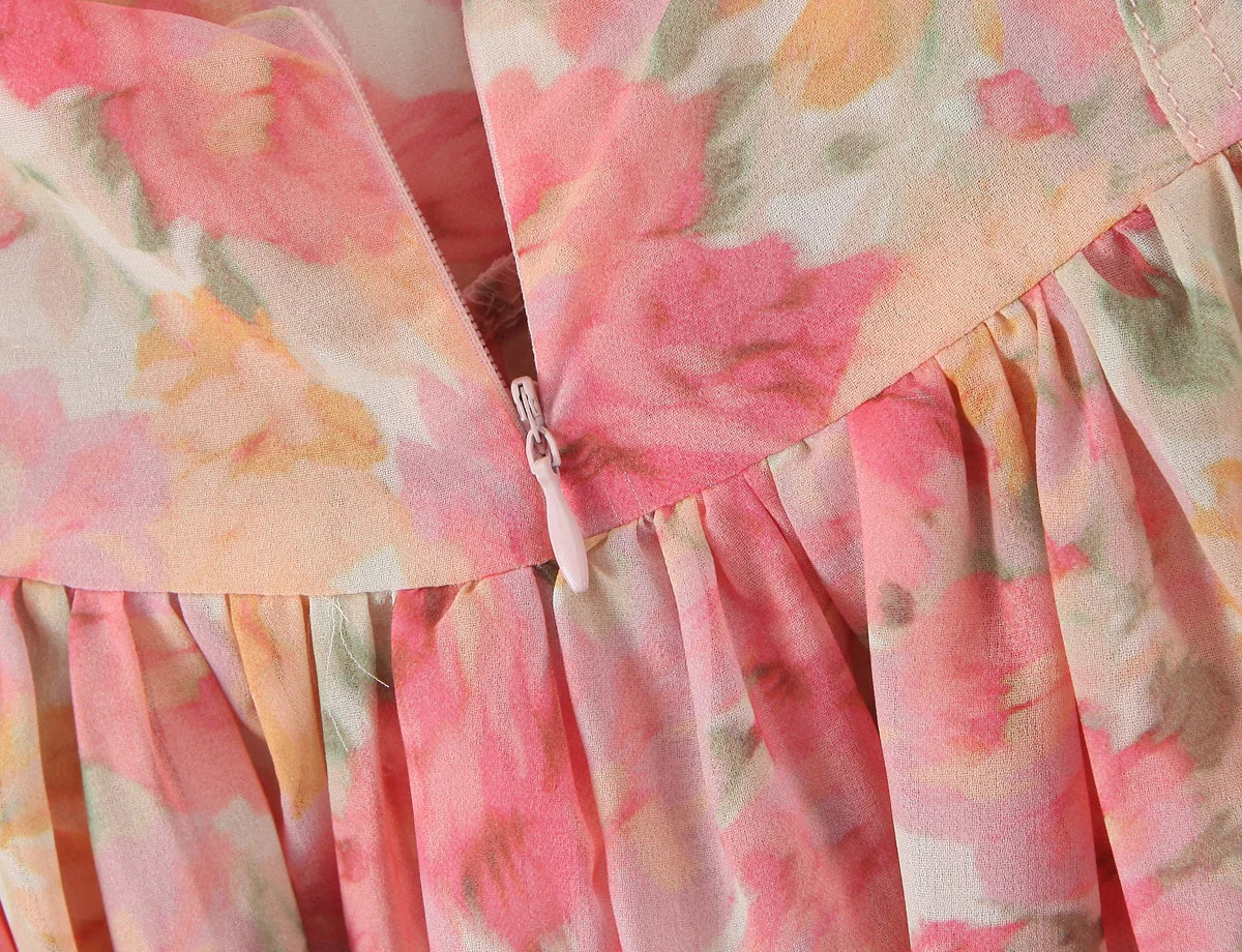 YENKYE Sexy Sling Floral Print Boho Beach Dress Women New 226  Lace Trim  Irregular Hem Holiday Summer Dresses Short Robe