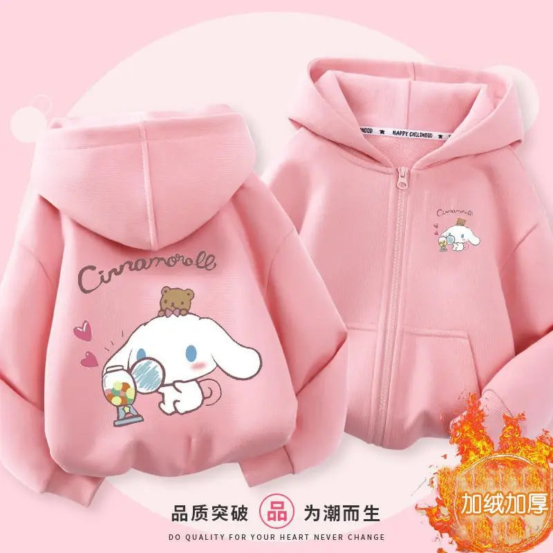 Kuromi Zipper Hoodies Girls Cinnamoroll Sweatshirt Autumn And Winter Long Sleeve Harajuku Pullovers Series Stich Casual Hooded