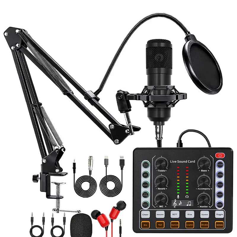 BM-800 Recording Studio Package with Voice Changer,Live Sound Card - Audio Interface for Live Streaming YouTube TikTok