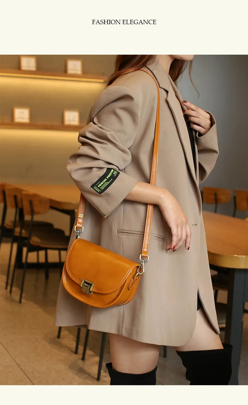 2023 New Style Real Leather Women's Bag Vegetable Tanned Genuine Cow Leather Single Shoulder Messenger Bag Lady Popular Purse