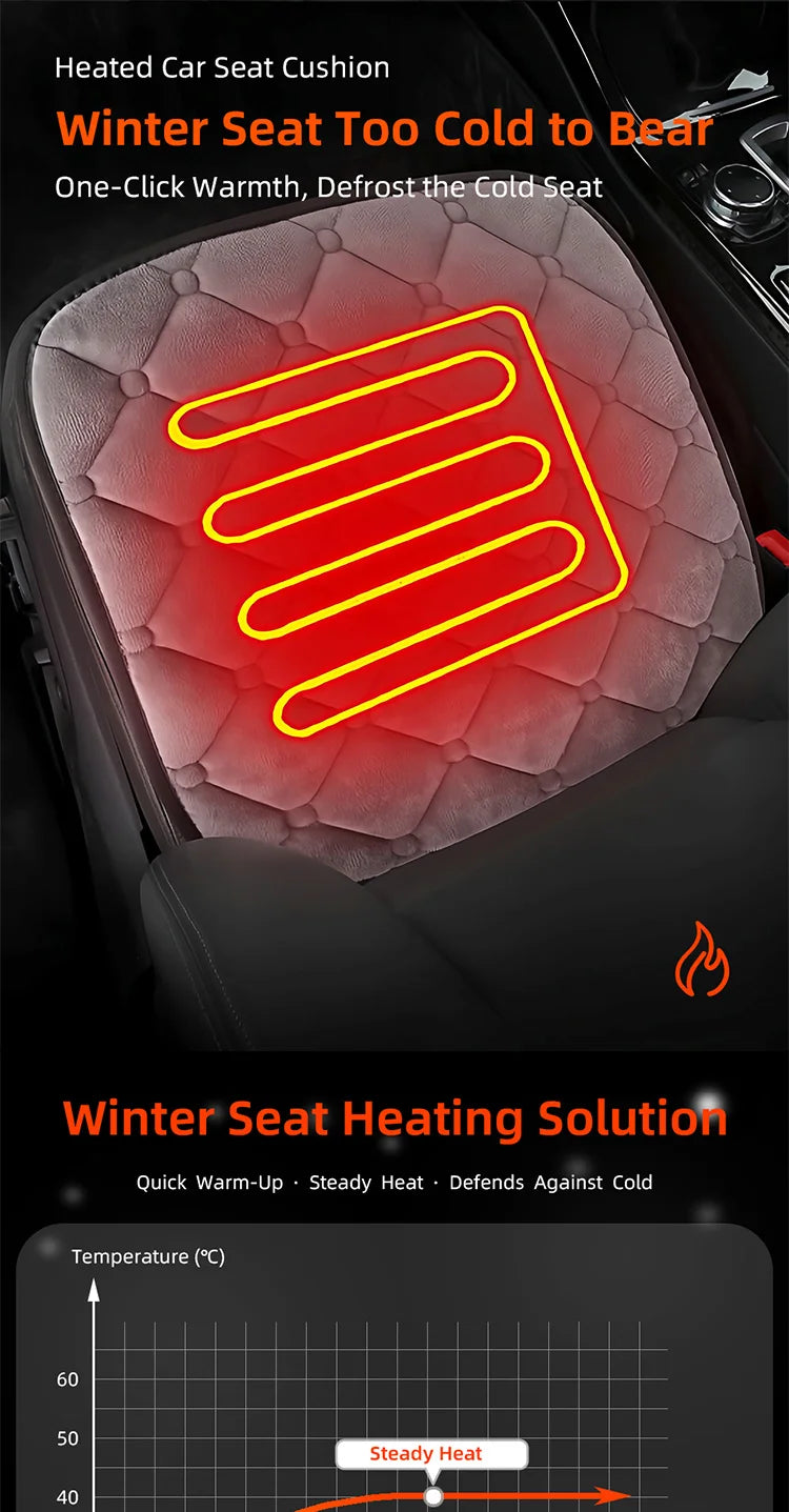 Winter heated seat cushion, sedan automatic power-off speed, thermoelectric heating small square cushion, car USB warm car seat