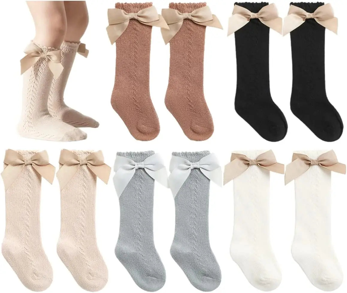 Sweet Baby Girl Knee-High Socks Toddlers Bow Stockings Newborn Infant Non-Slip Sock