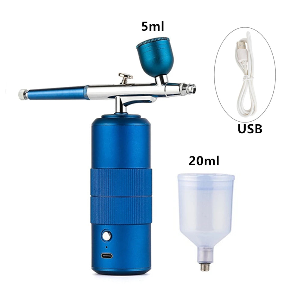 Top 0.3mm Pink Mini Air Compressor Kit Air-Brush Paint Spray Gun Airbrush For Nail Art Tattoo Craft Cake Nano Fog Mist Sprayer